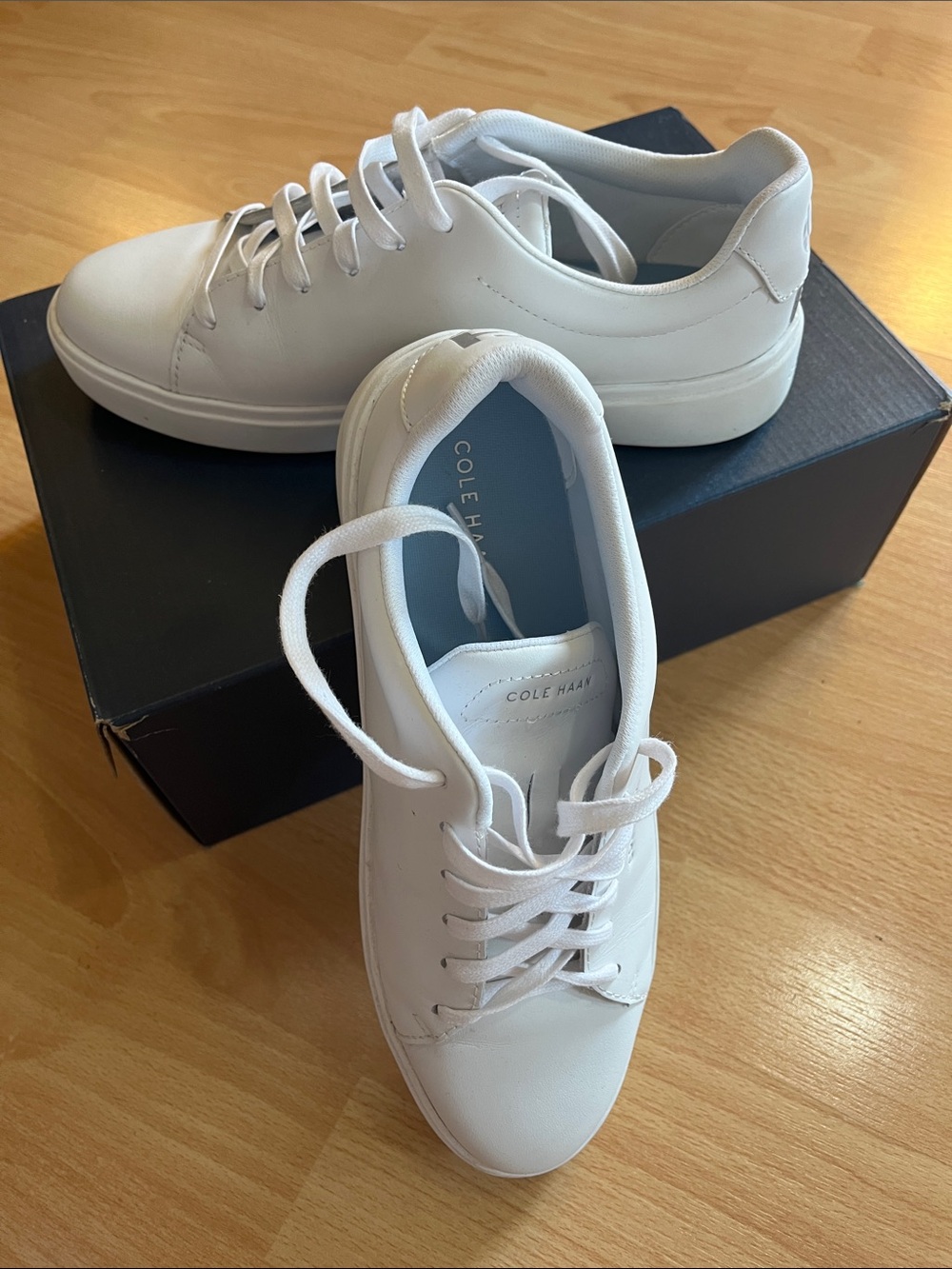 Cole Haan Women’s White Leather Lace-Up Sneakers